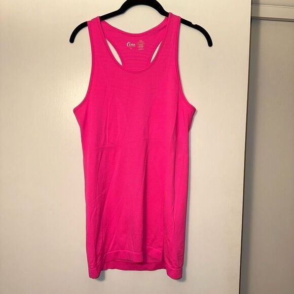 Zyia Women’s Bright Pink Racerback Fitted Tank Top Size Medium - Picture 1 of 8